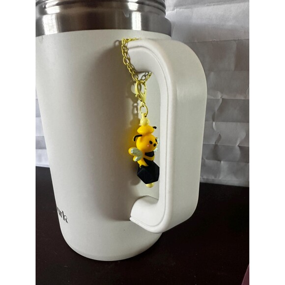 Handmade Coffee Travel Mug Charms Drink ID Tags Cup Accessories Gift Bumble Bee - Picture 2 of 2